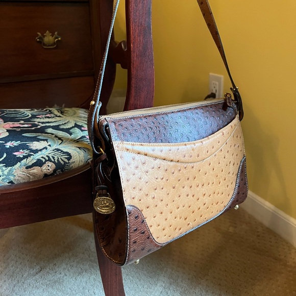 Brahmin 2toned Ostrich embossed leather shoulder bag - Price Dropped!!! - Picture 2 of 10